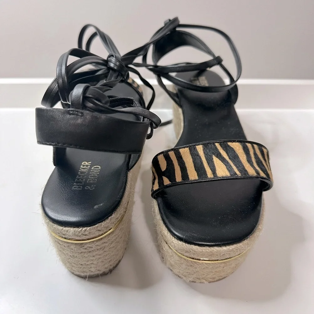 Bleecker & Bond Platform tie Strap with Animal Print Strap and Espadrille Base